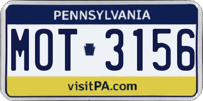 PA license plate MOT3156