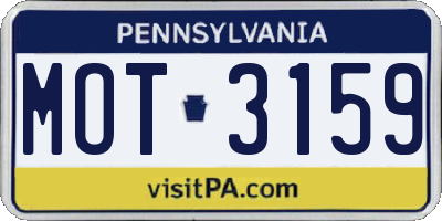 PA license plate MOT3159