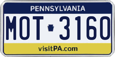 PA license plate MOT3160