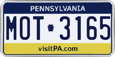 PA license plate MOT3165
