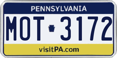 PA license plate MOT3172