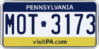 PA license plate MOT3173