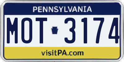 PA license plate MOT3174