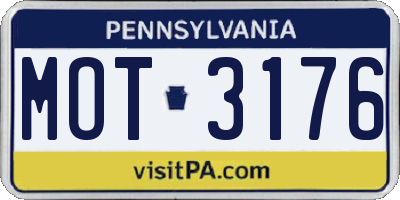 PA license plate MOT3176