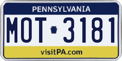 PA license plate MOT3181
