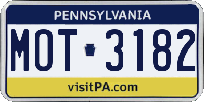 PA license plate MOT3182