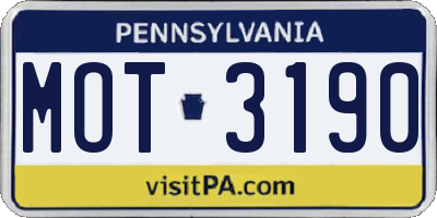 PA license plate MOT3190