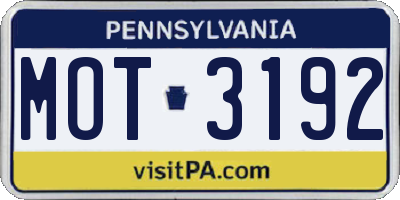 PA license plate MOT3192