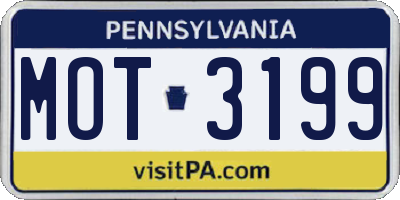PA license plate MOT3199