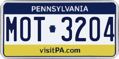 PA license plate MOT3204