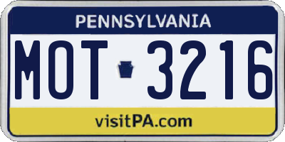 PA license plate MOT3216