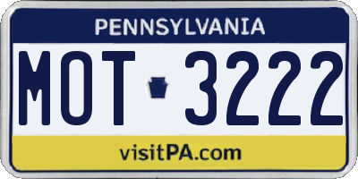PA license plate MOT3222