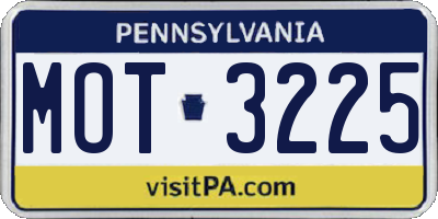PA license plate MOT3225