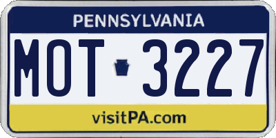 PA license plate MOT3227