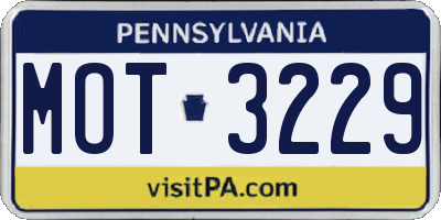 PA license plate MOT3229