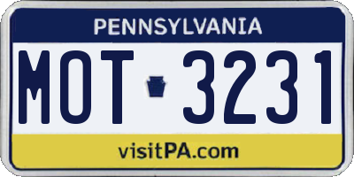 PA license plate MOT3231