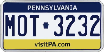 PA license plate MOT3232