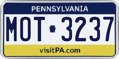 PA license plate MOT3237