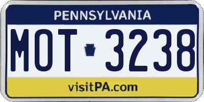 PA license plate MOT3238