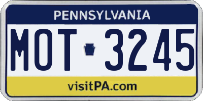 PA license plate MOT3245
