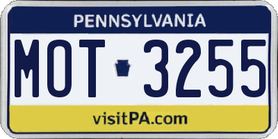 PA license plate MOT3255