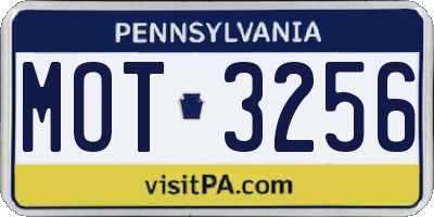 PA license plate MOT3256