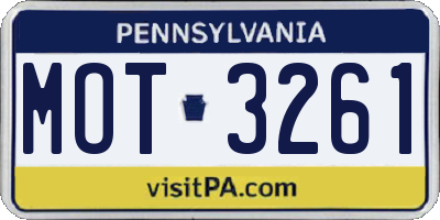 PA license plate MOT3261