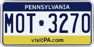 PA license plate MOT3270
