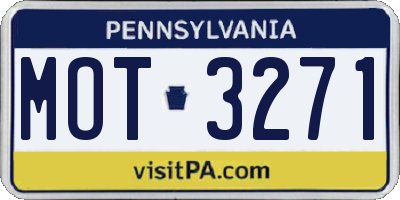 PA license plate MOT3271