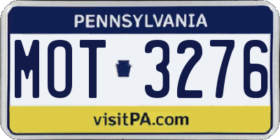PA license plate MOT3276