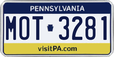 PA license plate MOT3281