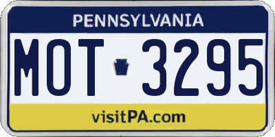 PA license plate MOT3295