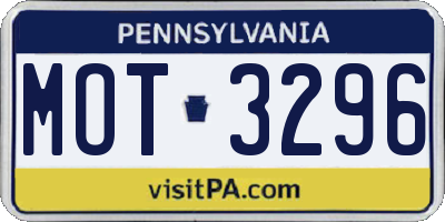 PA license plate MOT3296