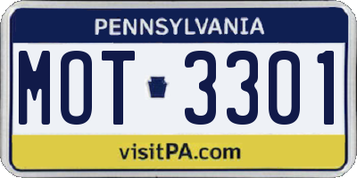 PA license plate MOT3301