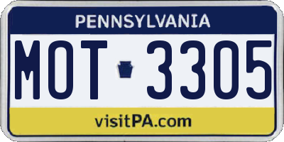 PA license plate MOT3305