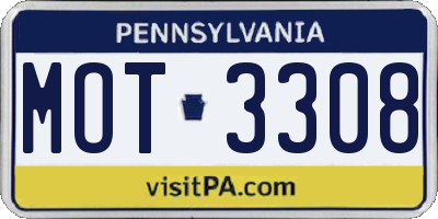 PA license plate MOT3308
