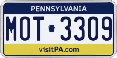 PA license plate MOT3309
