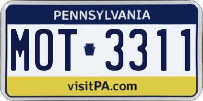 PA license plate MOT3311