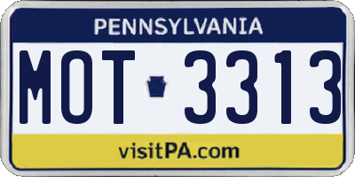PA license plate MOT3313