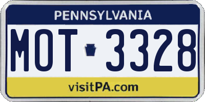 PA license plate MOT3328