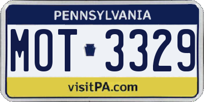 PA license plate MOT3329