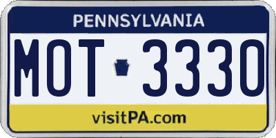 PA license plate MOT3330