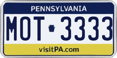 PA license plate MOT3333