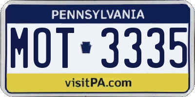 PA license plate MOT3335