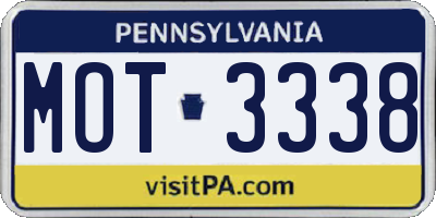 PA license plate MOT3338