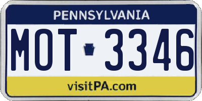 PA license plate MOT3346