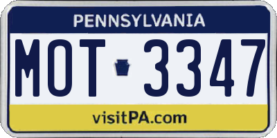 PA license plate MOT3347