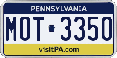 PA license plate MOT3350