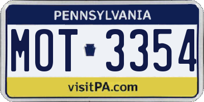 PA license plate MOT3354