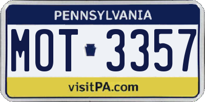 PA license plate MOT3357